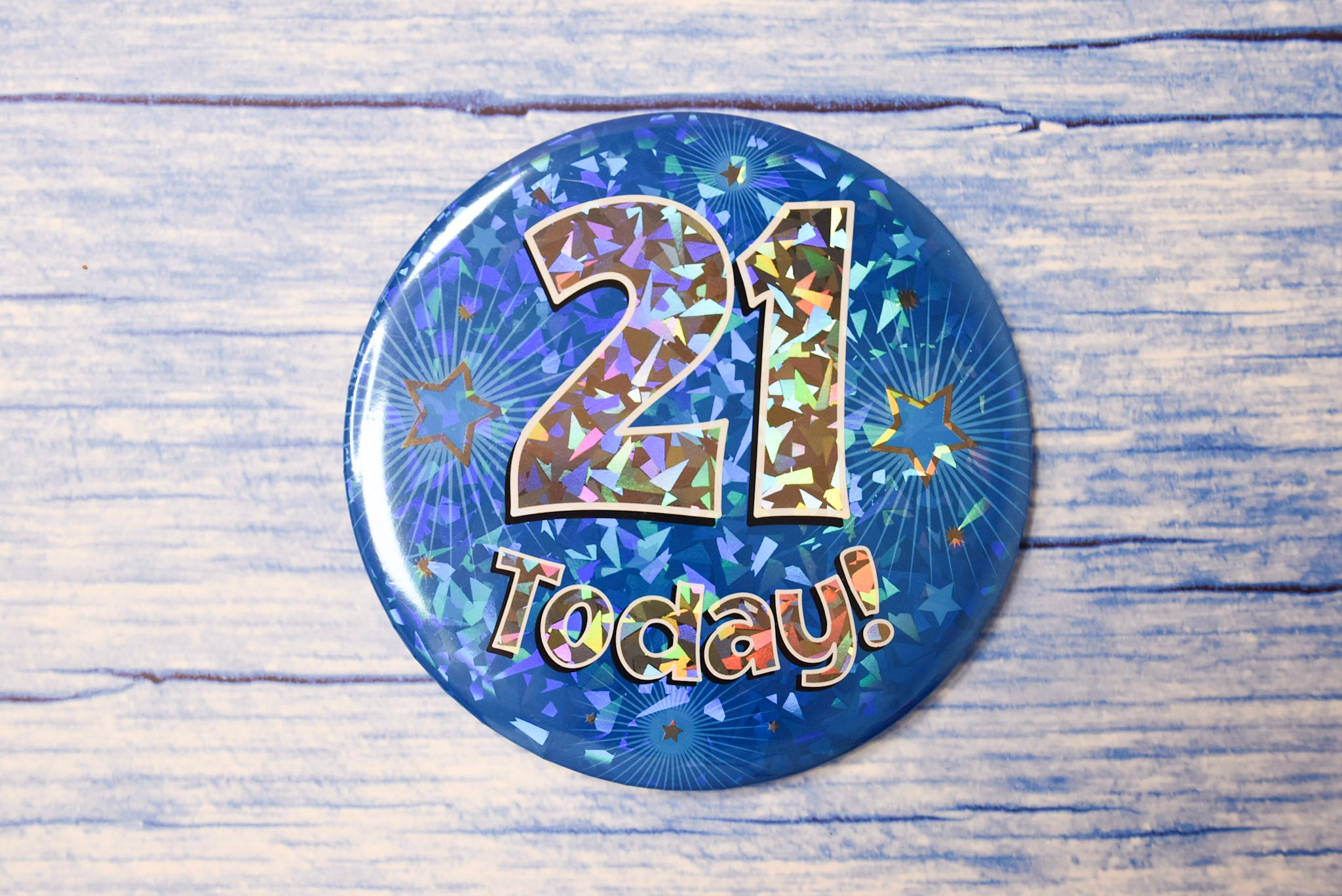 Birthday 21 Badge Blue