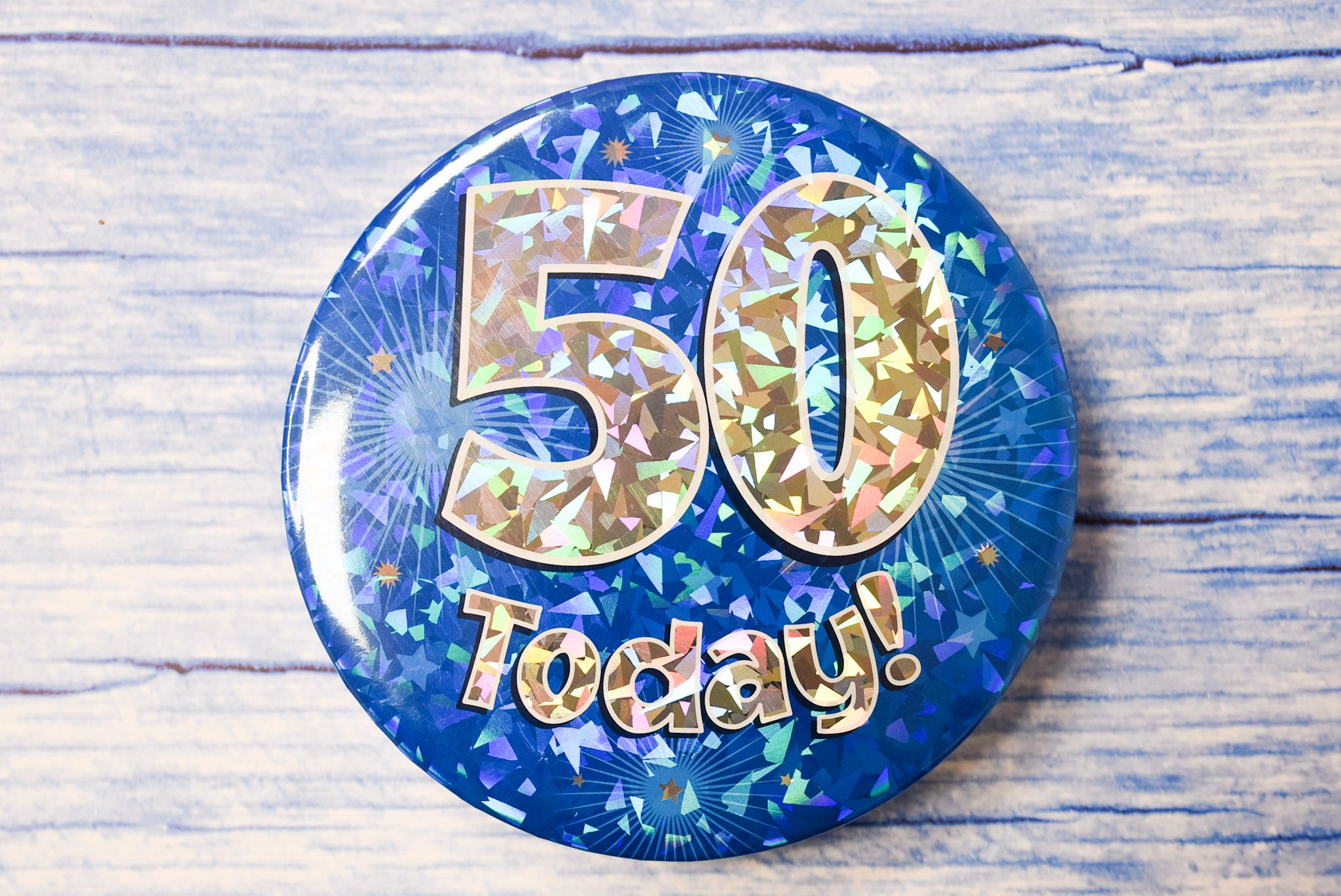 Birthday 50 Badge Blue