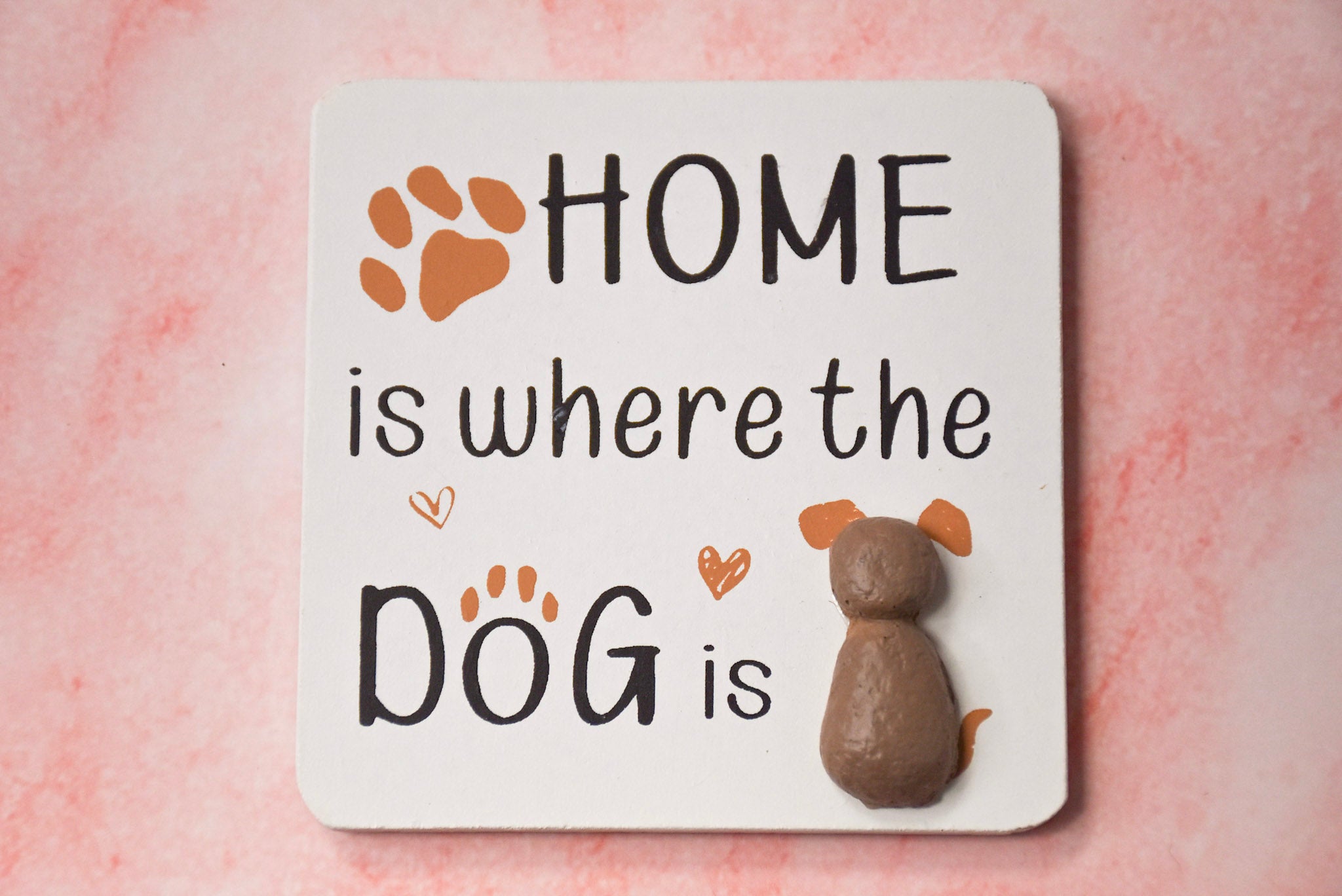 Wooden Pebble Magnets Home is where the Dog is