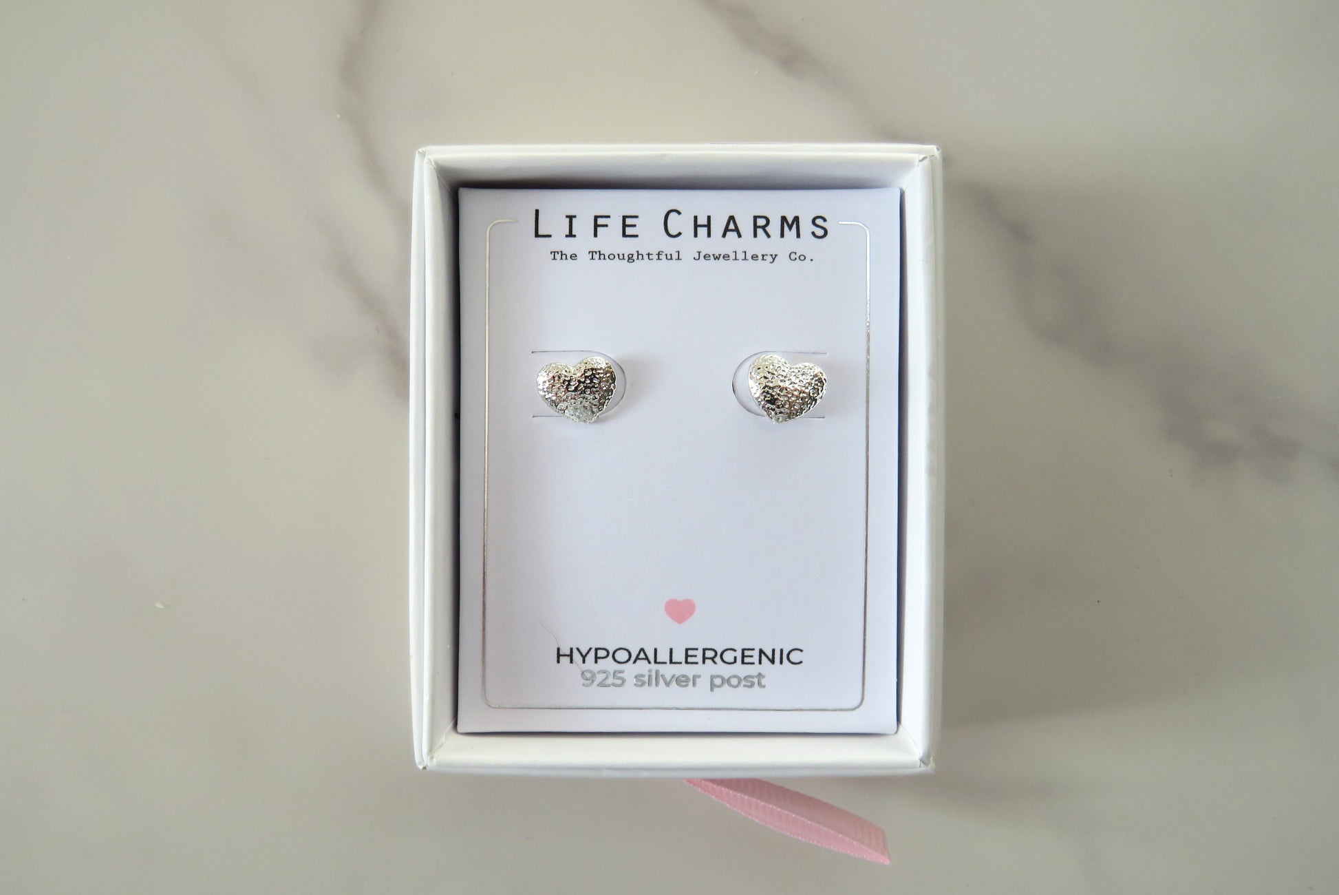 life charms silver heart earrings