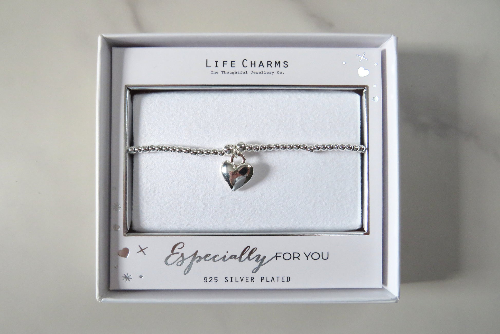 life charms silver heart bracelet