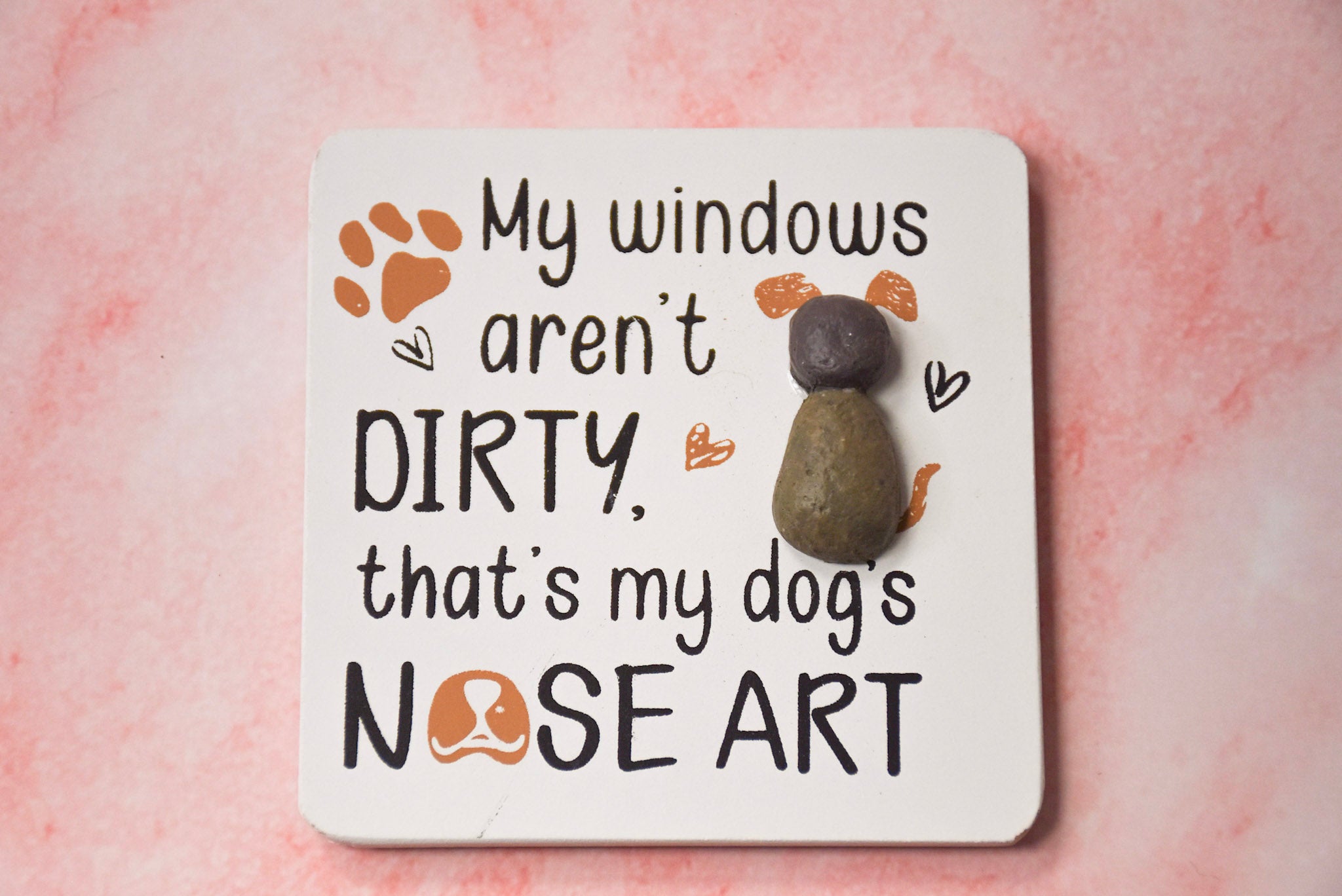 Wooden Pebble Magnets Dog's Nose Art