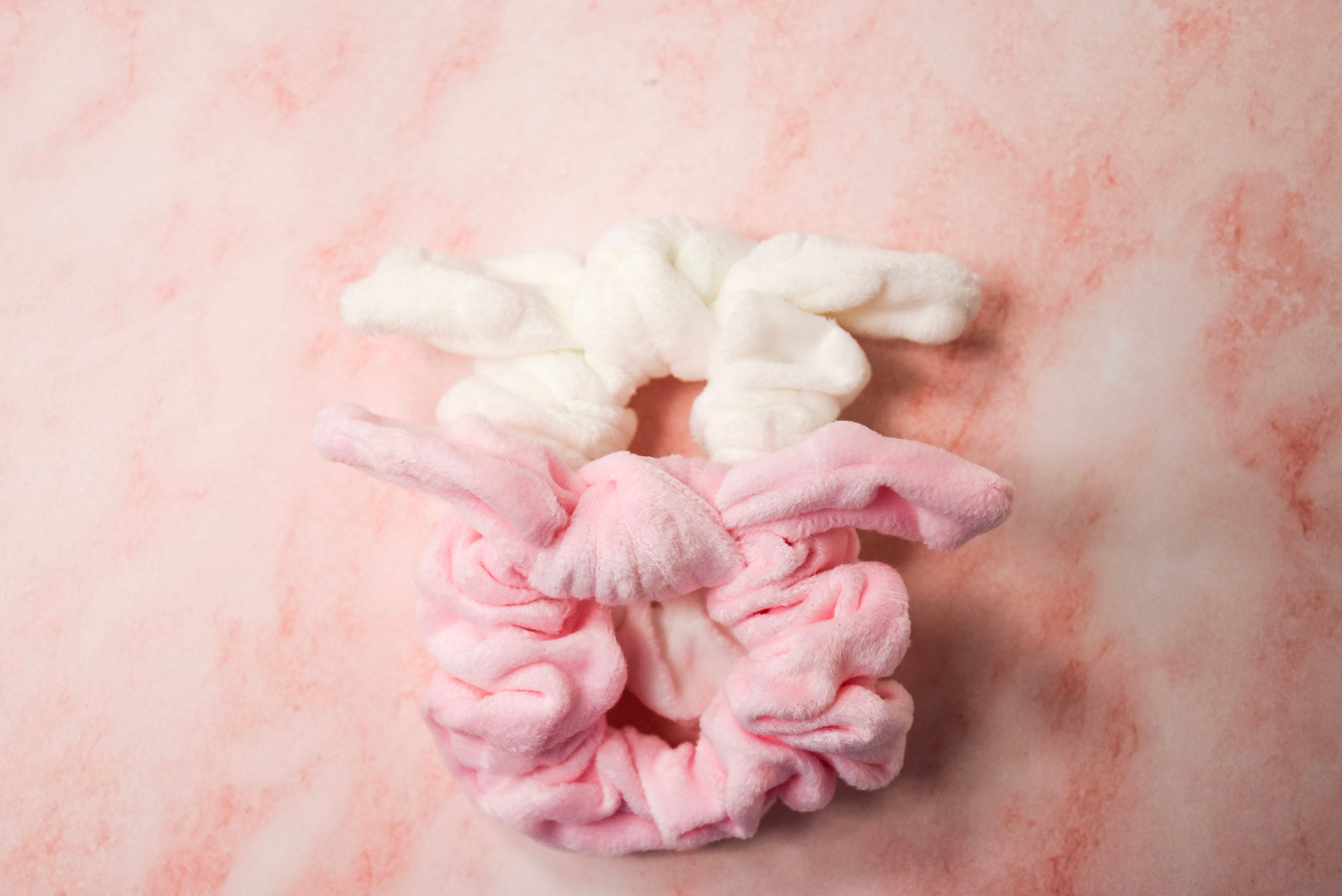 Pink and White Hair Scrunchie