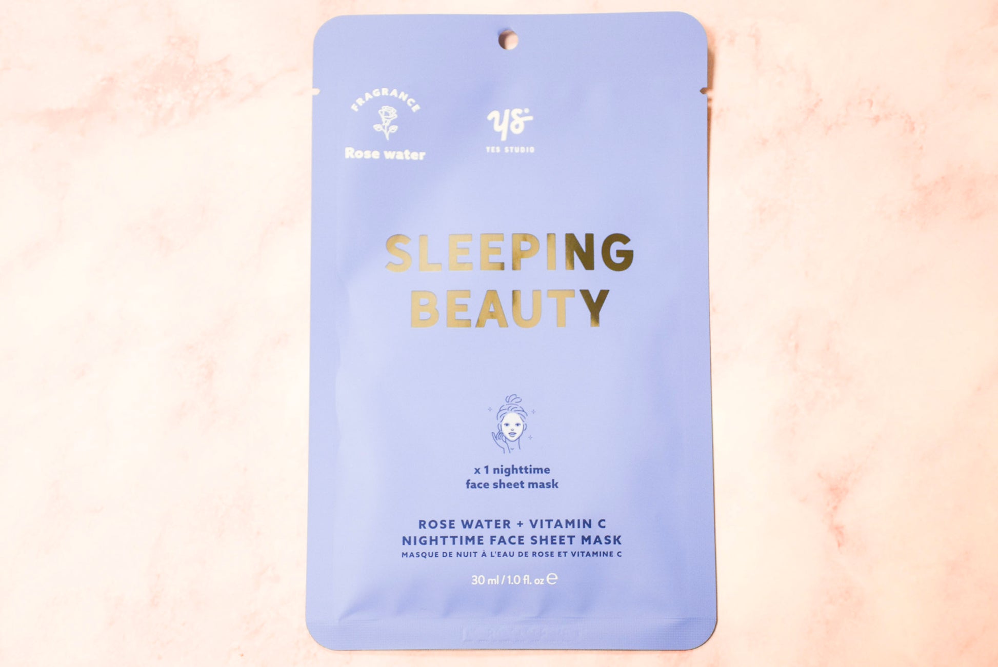 Sleeping beauty rose water + vitamin C  nigh time face sheet mask.