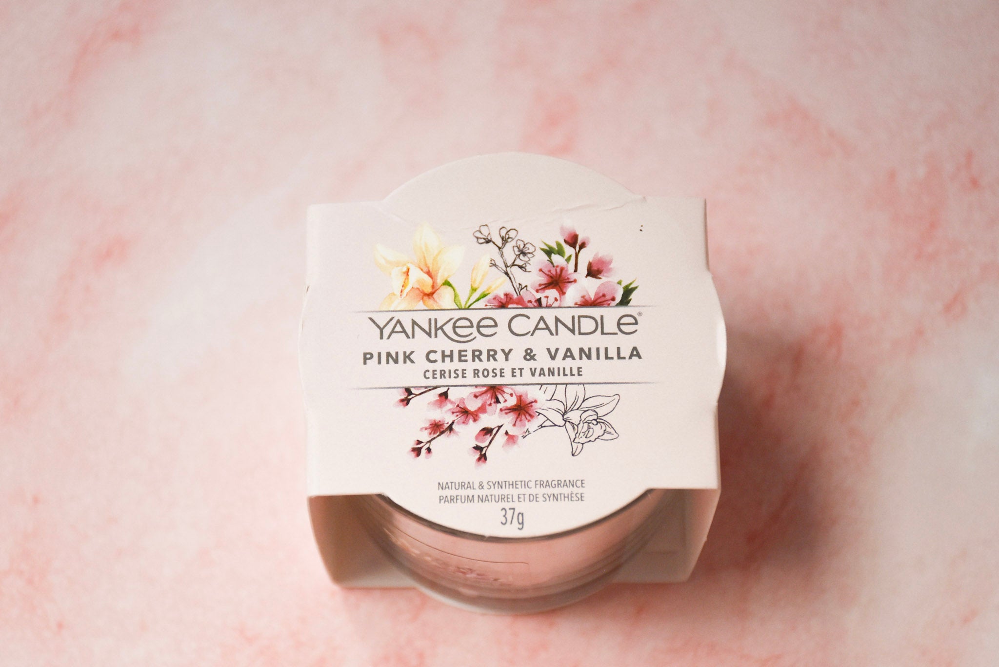 Yankee Candle mini pink cherry & vanilla scented candle.