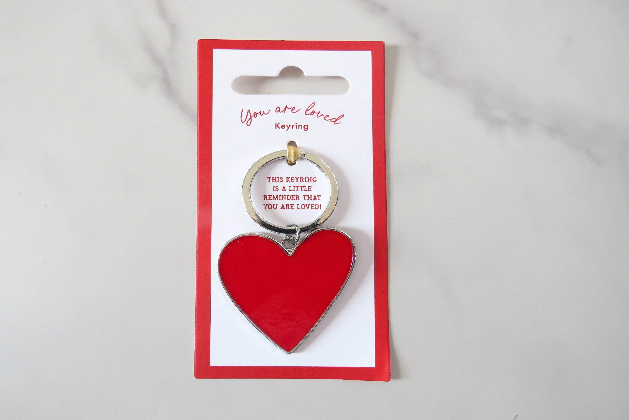 you are loved red heart keyring