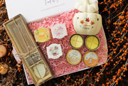 Gift set with Yankee candles, soy wax melts, pumpkin shaped burner & sweet vanilla incense set.